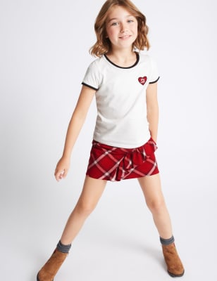 2 Piece Pure Cotton T-Shirt with Skirt Outfit (3-14 Years)