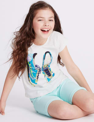 Pure Cotton Sequin Top with StayNEW&trade; (3-14 Years)