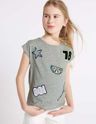 Cotton Blend Sequin Top (3-14 Years)
