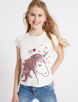 Pure Cotton Sequin Top (3-14 Years)