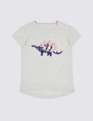 Cotton Rich Sequin Dinosaur Top (3-14 Years)
