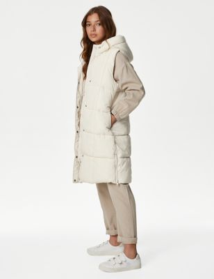

Girls M&S Collection Stormwear™ Hooded Padded Longline Gilet (6-16 Yrs) - Cream, Cream