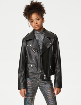 

Girls M&S Collection Faux Leather Star Jacket (6-16 Yrs) - Black, Black