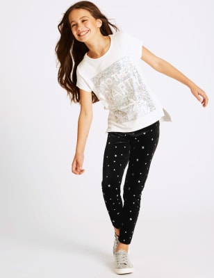 Star Print Velvet Leggings (3-14 Years)