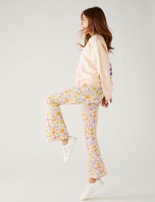 

Girls M&S Collection Cotton Rich Floral Flared Leggings (6-16 Yrs) - White Mix, White Mix