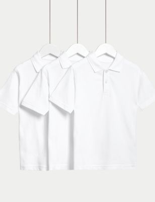 

Unisex,Boys,Girls M&S Collection 3pk Unisex Pure Cotton School Polo Shirts (2-16 Yrs) - White, White
