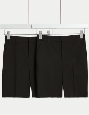 

Boys M&S Collection 2pk Boys' Regular Leg School Shorts (2-14 Yrs) - Black, Black