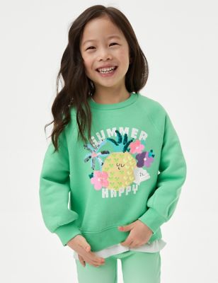 

Girls M&S Collection Cotton Rich Print Sequin Sweatshirt (2-8 Yrs) - Green, Green