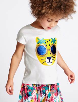 Pure Cotton Leopard Sequin Top (3 Months - 5 Years)