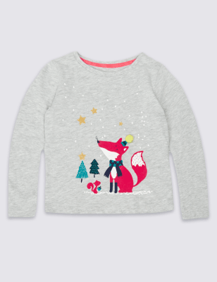 Cotton Rich Fox Long Sleeve Top (3 Months - 6 Years)
