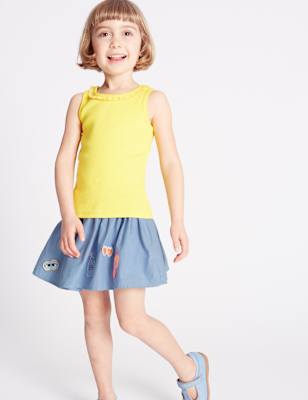 Pure Cotton Applique A-Line Skirt (3 Months - 5 Years)