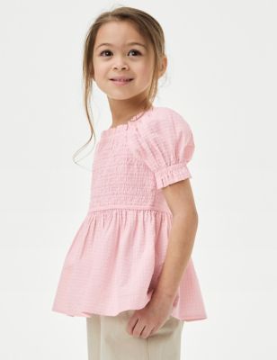 

Girls M&S Collection Pure Cotton Shirred Top (2-8 Yrs) - Pink, Pink