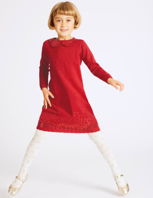 Cotton Rich Knitted Sequin Dress (3 Months - 6 Years)