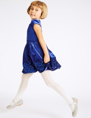 Sequin Base Velvet Dress (1-10 Years)