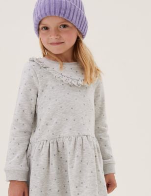 

Girls M&S Collection Cotton Rich Glitter Spotted Dress (2-7 Yrs) - Grey, Grey