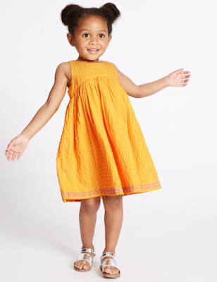 Pure Cotton Embroidered Hem Dress (3 Months - 5 Years)