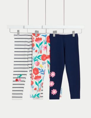 

Girls M&S Collection 3pk Cotton Rich Floral Leggings (2-8 Yrs) - Ivory Mix, Ivory Mix