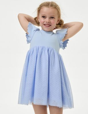 

Girls M&S Collection Cotton Rich Tulle Spotted Dress (2-8 Yrs) - Blue, Blue