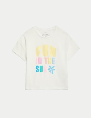 

Girls M&S Collection Pure Cotton Slogan T-Shirt (2-8 Yrs) - Ivory Mix, Ivory Mix