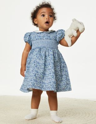 

Girls M&S Collection Pure Cotton Ditsy Floral Dress (0-3 Yrs) - Blue Mix, Blue Mix