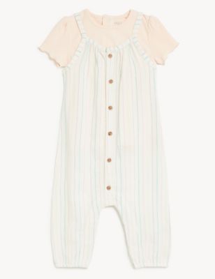 

Girls M&S Collection 2pc Cotton Rich Striped Romper Outfit (0-3 Yrs) - Multi, Multi