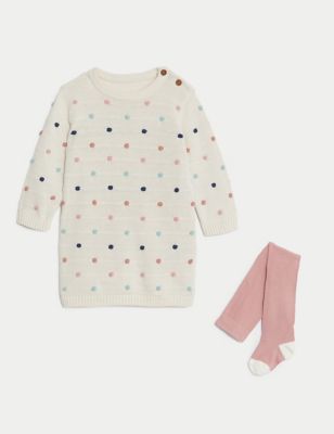 

Girls M&S Collection 2pc Cotton Rich Knitted Outfit (0-3 Yrs) - Cream Mix, Cream Mix
