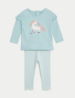 

Girls M&S Collection 2pc Cotton Rich Animal Outfit (0-3 Yrs) - Teal Mix, Teal Mix