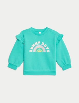 

Girls M&S Collection Cotton Rich Sunny Days Slogan Sweatshirt (0-3 Yrs) - Bright Aqua, Bright Aqua