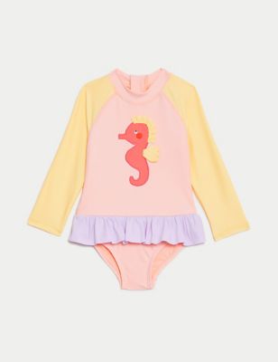 

Girls M&S Collection Seahorse Long Sleeve Swimsuit (0-3 Yrs) - Peach Mix, Peach Mix
