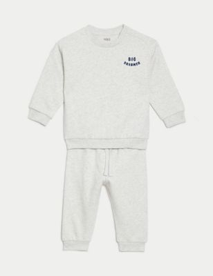 

Boys M&S Collection 2pc Cotton Rich Sweater and Jogger Outfit (0-3 Yrs) - Grey Marl, Grey Marl