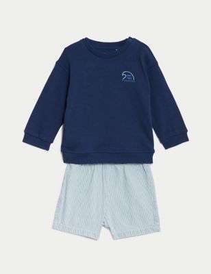 

Boys M&S Collection 2pc Cotton Rich Striped Outfit (0-3 Yrs) - Navy Mix, Navy Mix