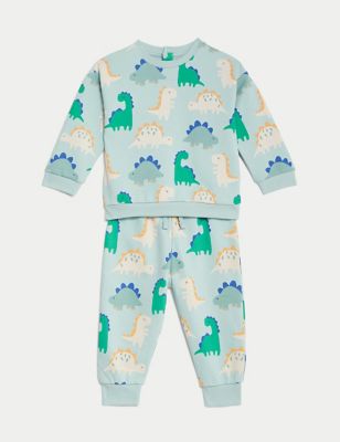 

Boys M&S Collection 2pc Cotton Rich Dinosaur Outfit (0-3 Yrs) - Teal Mix, Teal Mix