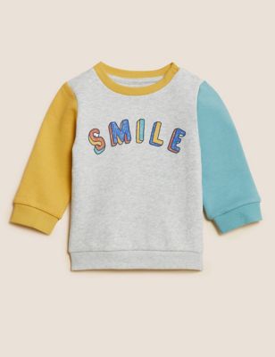 

Boys M&S Collection Cotton Rich Smile Slogan Sweatshirt (0 - 3 Yrs) - Grey Marl, Grey Marl