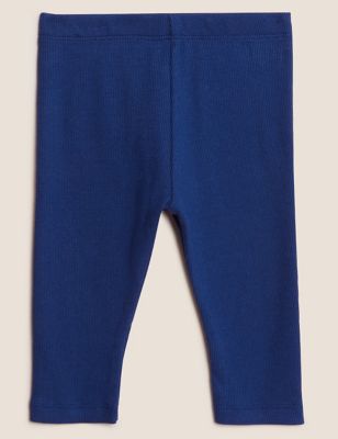 

Unisex,Boys,Girls M&S Collection Cotton Rich Ribbed Leggings (0-3 Yrs) - Navy, Navy