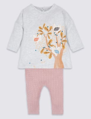 2 Piece Pure Cotton Baby Dress with Leggings