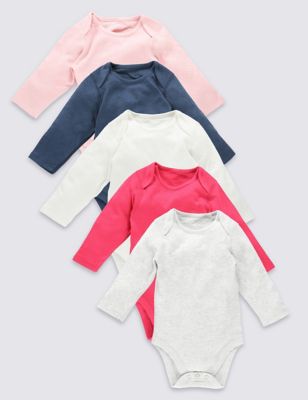 5 Pack Plain Colour Cotton Bodysuits