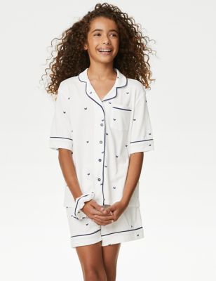 

Girls M&S Collection Cotton Blend Butterfly Pyjamas with Scrunchie (2-16 Yrs) - Ivory Mix, Ivory Mix