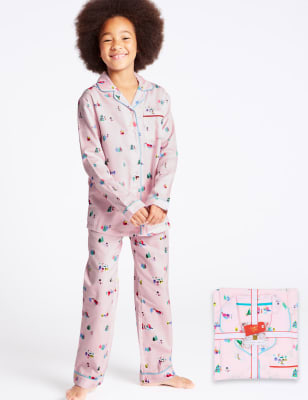 Pure Cotton Snow Scene Pyjamas (1-16 Years)