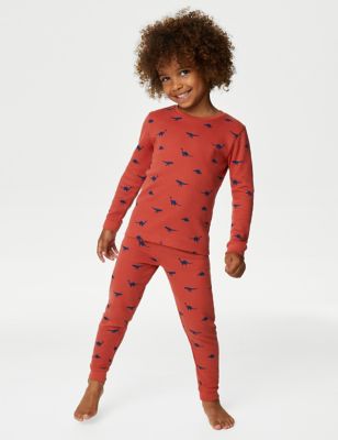 

Boys M&S Collection Pure Cotton Dinosaur Waffle Pyjamas (1-8 Yrs) - Red Mix, Red Mix