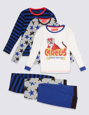 3 Pack Long Sleeve Pyjamas (3-16 Years)