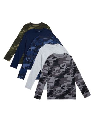 

Boys M&S Collection 5pk Pure Cotton Camouflage T-Shirts (6-16 Yrs) - Multi, Multi