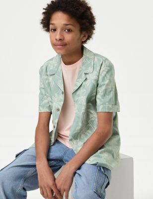 

Boys M&S Collection 2pc Palm Print Shirt and T-Shirt Set(6-16 Yrs) - Green Mix, Green Mix