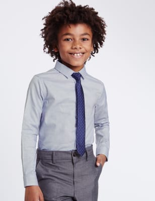 Textured Shirt with Tie (3-14 Years)