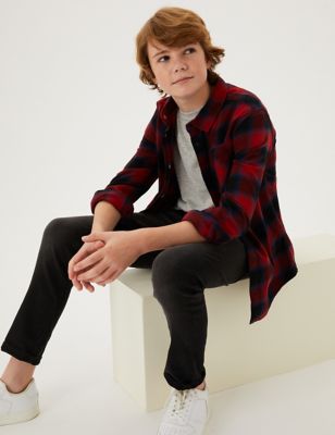 

Boys M&S Collection Cotton Rich Checked Shirt & T-shirt (6-16 Yrs) - Red, Red