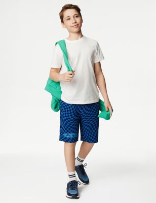

Boys M&S Collection Cotton Rich Checked Shorts (6 - 16 Yrs) - Blue Mix, Blue Mix