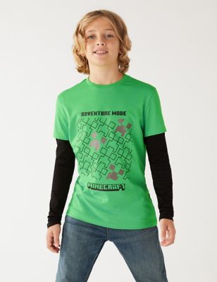 

Boys M&S Collection Pure Cotton Minecraft™ Top (6-16 Yrs) - Green Mix, Green Mix