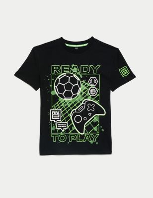 

Boys M&S Collection Pure Cotton FIFA Gaming T-Shirt (6-16 Yrs) - Black, Black