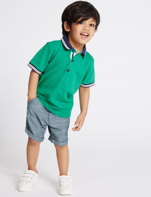 Pure Cotton Textured Woven Shorts (3 Months - 5 Years)