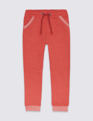 red cotton joggers