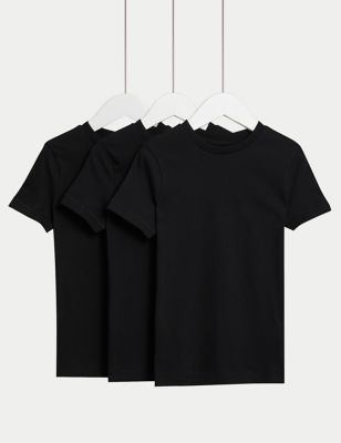 

Boys,Unisex,Girls M&S Collection 3pk Pure Cotton Plain T-Shirts (2-8 Yrs) - Black, Black